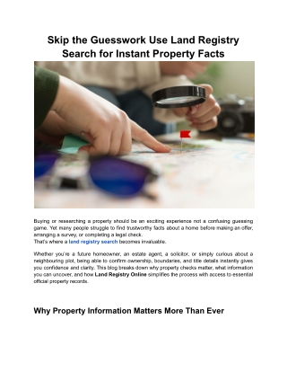 Skip the Guesswork Use Land Registry Search for Instant Property Facts