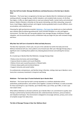 New Year Self Care Guide Massage Mindfulness and Body Recovery at the Best Spa in Bandra West