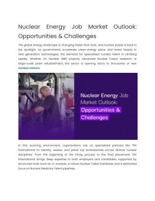 Nuclear Energy Job Market Outlook: Opportunities & Challenges