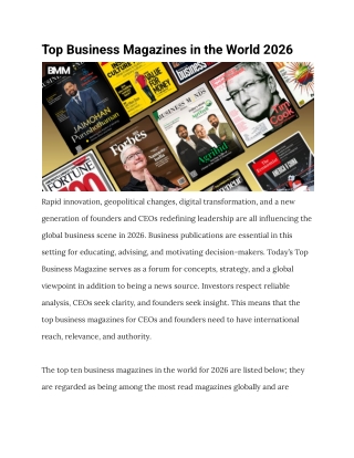 Top Business Magazines in the World 2026