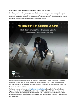 Where Speed Meets Security - Turnstile Speed Gates in Bahrain & GCC