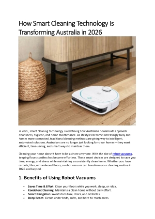 How Smart Cleaning Technology Is Transforming Australia in 2026