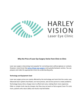 Why the Price of Laser Eye Surgery Varies from Clinic to Clinic