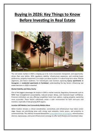 Key Things to Know Before Investing in Real Estate