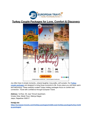 Romantic Journeys Begin with Turkey Couple Packages
