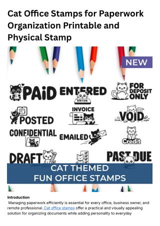 Cat Office Stamps for Paperwork Organization Printable and Physical Stamp