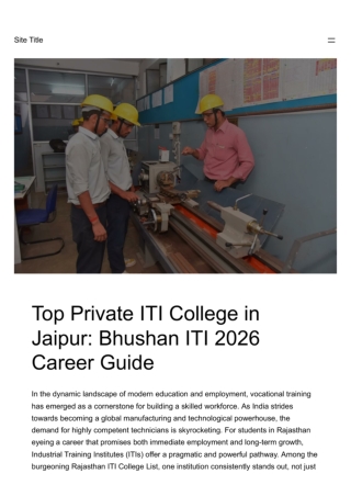Top Private ITI College in Jaipur Bhushan ITI 2026 Career Guide