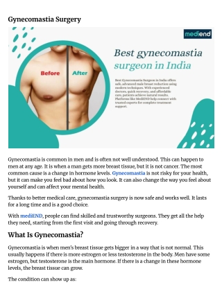 Gynecomastia Surgey