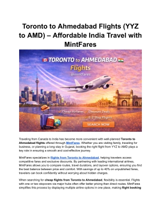 Book Toronto to Ahmedabad Flights with Confidence