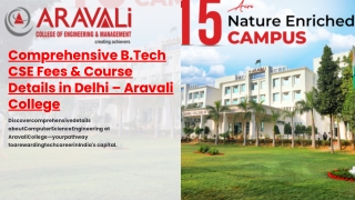 Comprehensive B.Tech CSE Fees & Course Details in Delhi – Aravali College