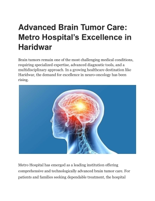 Best Brain Tumor Treatment in Haridwar | Metro Hospital