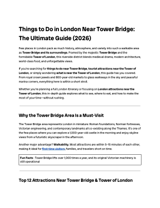 Things to Do Near Tower Bridge | City Tours UK