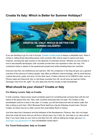 Croatia Vs Italy Which is Better for Summer Holidays?