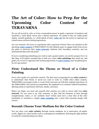 The Art of Color_ How to Prep for the Upcoming Color Contest of TERAVARNA