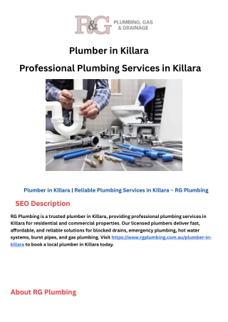Trusted Plumber in Killara | Emergency & Residential Plumbing Services