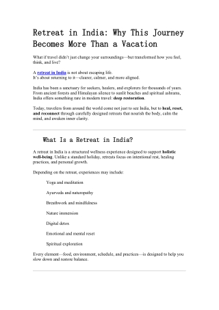 Retreat in India Why This Journey Becomes More Than a Vacation