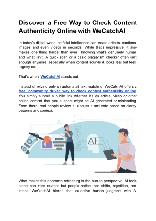Discover a Free Way to Check Content Authenticity Online with WeCatchAI