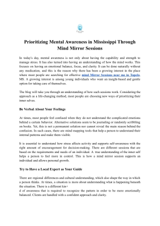 Prioritizing mental awareness in Mississippi through Mind Mirror sessions