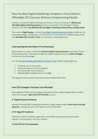 How the Best Digital Marketing Company in Pune Delivers Affordable SEO Services Without Compromising Results