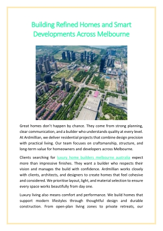 Building Refined Homes and Smart Developments Across Melbourne