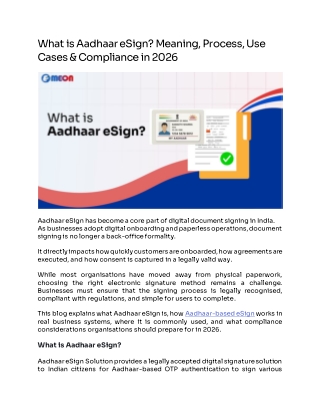 Key Benefits of Aadhaar eSign for Businesses and Individuals