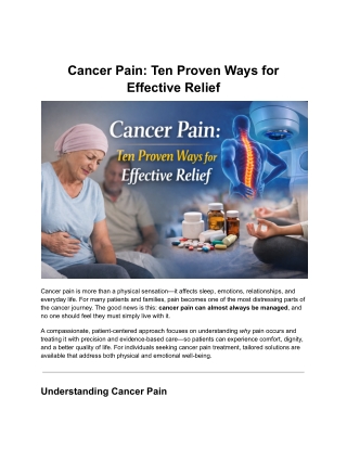Cancer Pain: Ten Proven Ways for Effective Relief