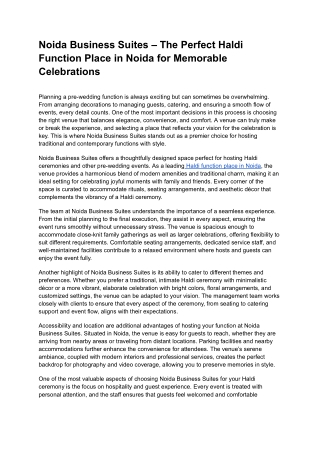 Noida Business Suites – The Perfect Haldi Function Place in Noida for Memorable Celebrations