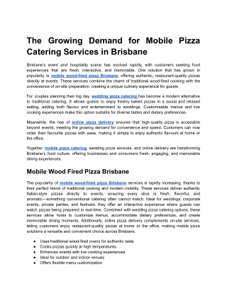 Mobile Wood-Fired Pizza Catering - Authentic Pizza at Your Event