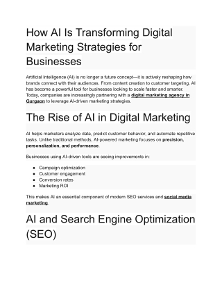 How AI Is Transforming Digital Marketing Strategies for Businesses
