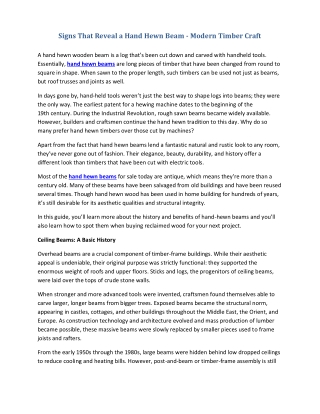 Signs That Reveal a Hand Hewn Beam - Modern Timber Craft