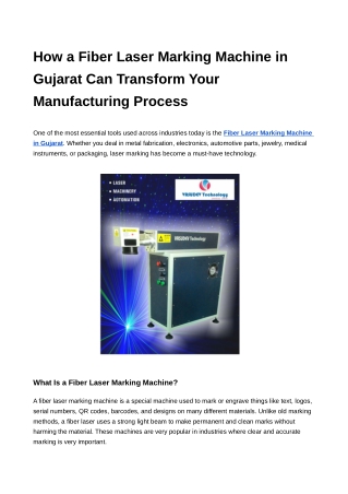 Fiber laser Marking Machine in Gujarat