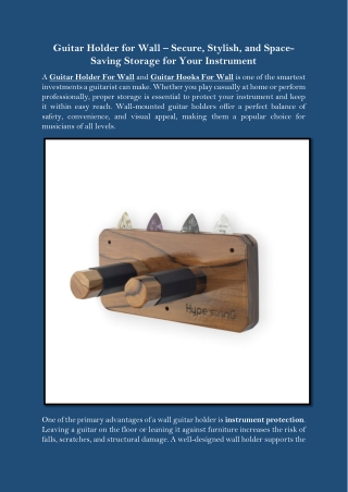 Guitar Holder for Wall – Secure, Stylish, and Space-Saving Storage for Your Instrument