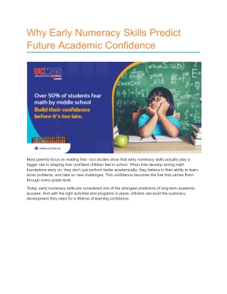 How Early Numeracy Development Shapes Lifelong Confidence