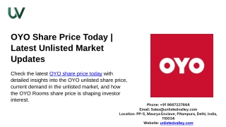 OYO Share Price Today | Latest Unlisted Market Updates