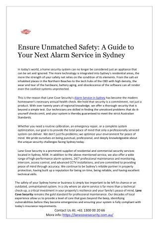 A Guide to Your Next Alarm Service in Sydney