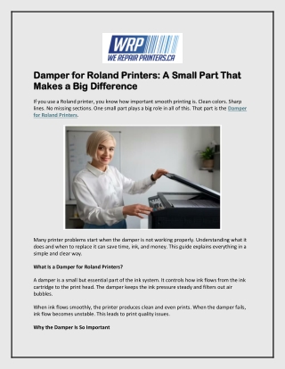 Damper for Roland Printers: A Small Part That Makes a Big Difference