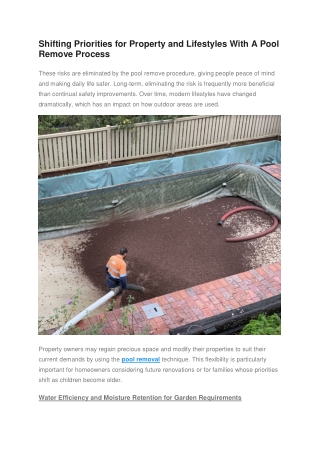 Shifting Priorities for Property and Lifestyles With A Pool Remove Process