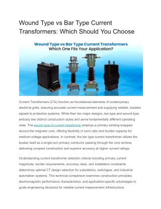 Wound Type vs Bar Type Current Transformers_ Which Should You Choose