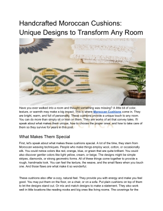 Handcrafted Moroccan Cushions_ Unique Designs to Transform Any Room