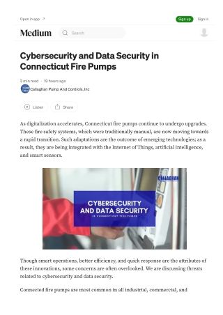 Cybersecurity and Data Security in Connecticut Fire Pumps