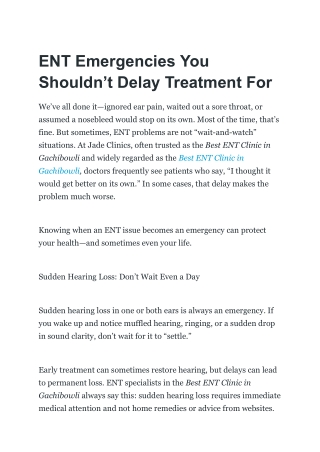 ENT Emergencies You Shouldn’t Delay Treatment For