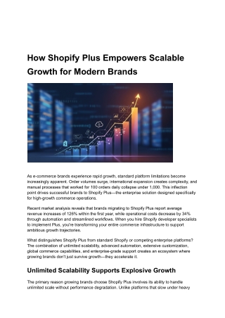 How Shopify Plus Empowers Scalable Growth for Modern Brands