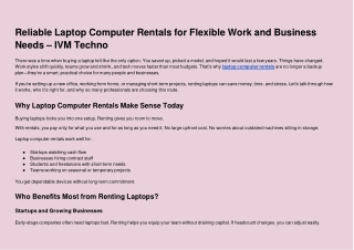 Reliable Laptop Computer Rentals for Flexible Work and Business Needs – IVM Techno