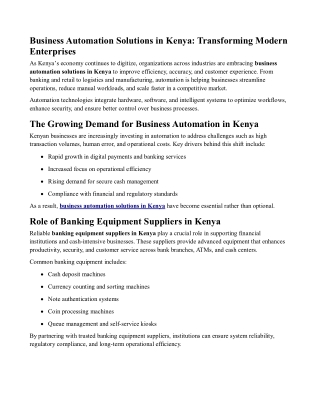 Business Automation Solutions in Kenya Transforming Modern Enterprises