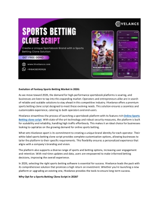 Sports Betting Clone script - Enterprise-Grade Sports Betting Software Solution