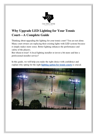 Why Upgrade LED Lighting for Your Tennis Court—A Complete Guide