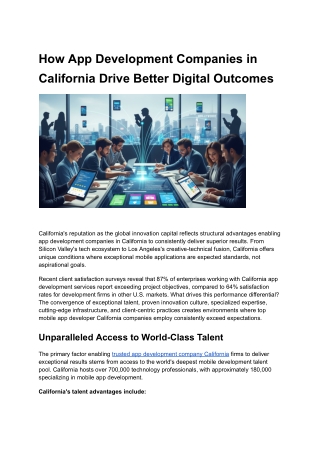 How App Development Companies in California Drive Better Digital Outcomes
