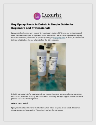BuyEpoxyResininDubaiASimpleGuideforBeginnersandProfessionals