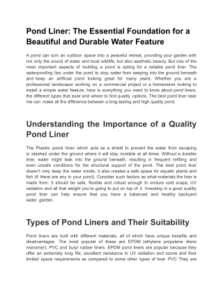 Pond Liner