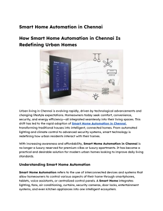 Smart Home Automation in Chennai